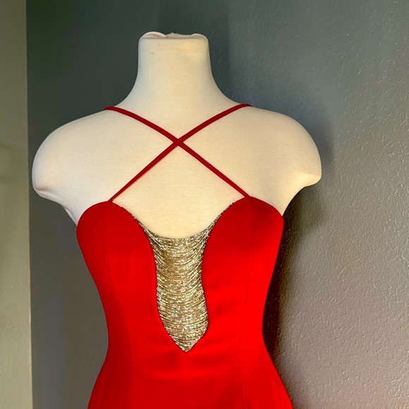 Precious Formals Dresses & Skirts - Precious formals red formal gown with silver beading